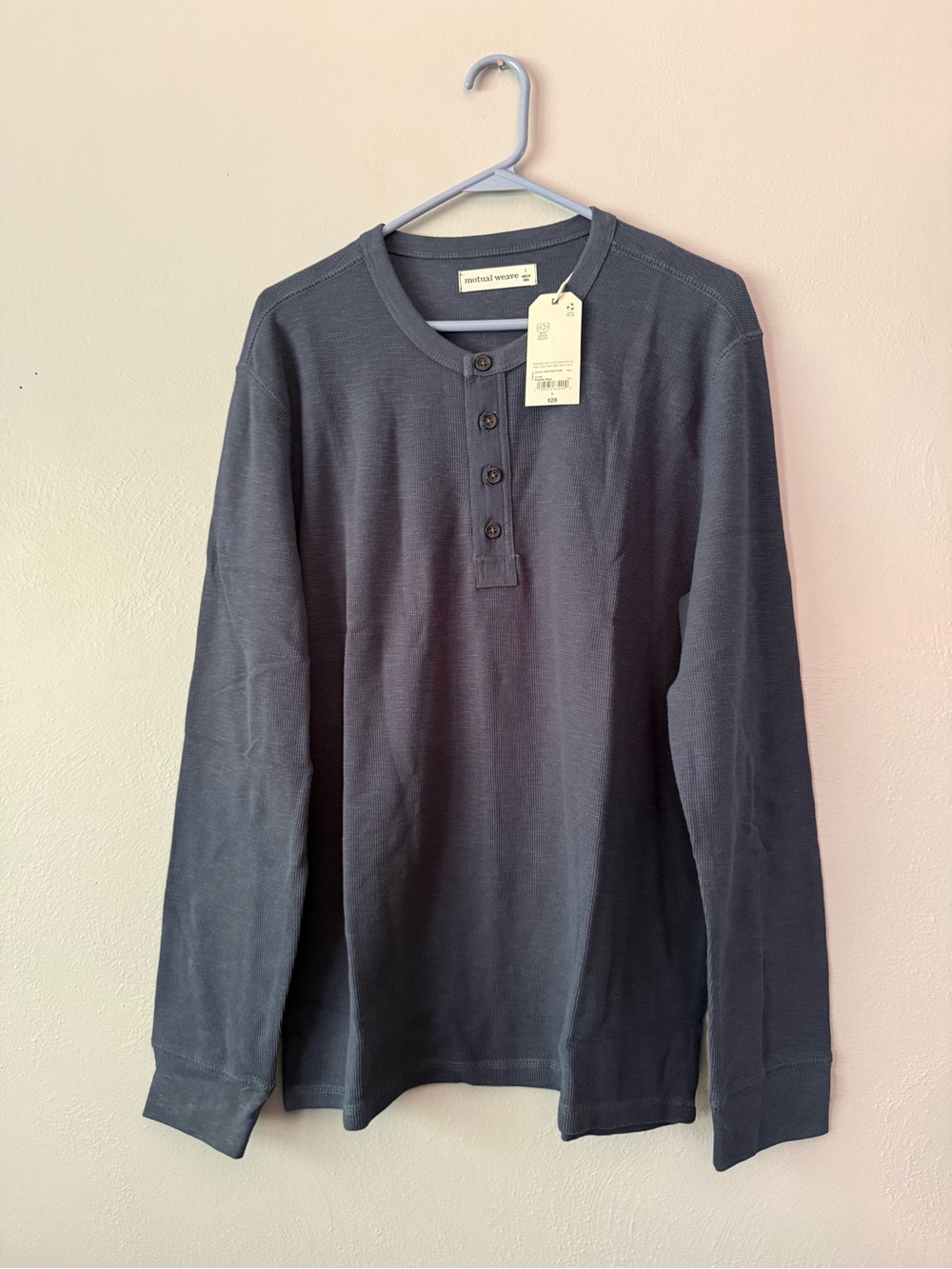 Men's Long-Sleeve Henley Shirt - Pewter Blue